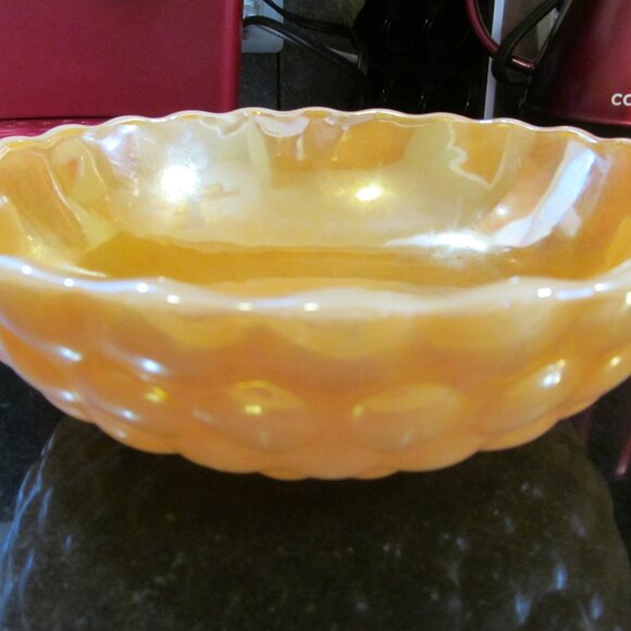 Vintage Anchor Hocking Iridescent Orange Bubble Glass Bowl 8.25" Fantastic Cond - Picture 6 of 14